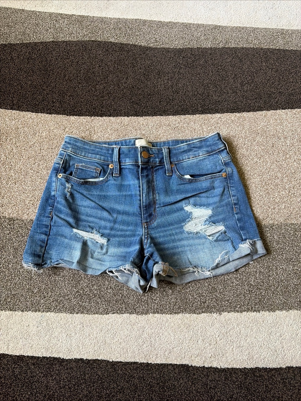 Women's Distressed Blue Denim Shorts